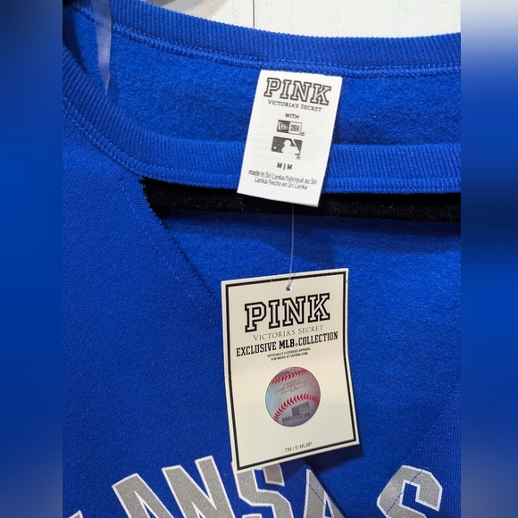 NWT, Kansas City Royals, Pink, Royals Blue, cut-out V-neck Sweatshirt - Picture 2 of 4